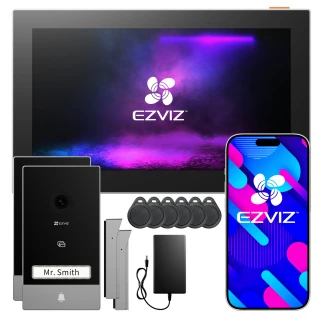 EZVIZ HP7 video-intercom 2-draads, WiFi, 2 buitenpanelen (voor 2 ingangen), lezer