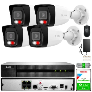 Bewakingsset HiLook by Hikvision IP 8 MP (4K): 4x IPC-B180HA-LU, PoE