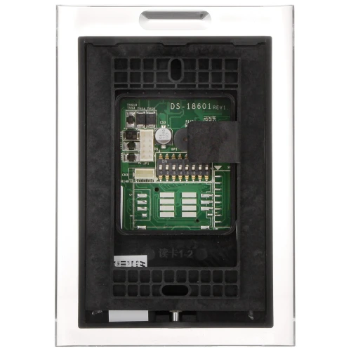 Zdjęcie przedstawia tylną część panelu elektronicznego z widocznymi komponentami i obwodami na zielonej płytce drukowanej. Produkt jest umieszczony w czarnej obudowie z przezroczystą osłoną.