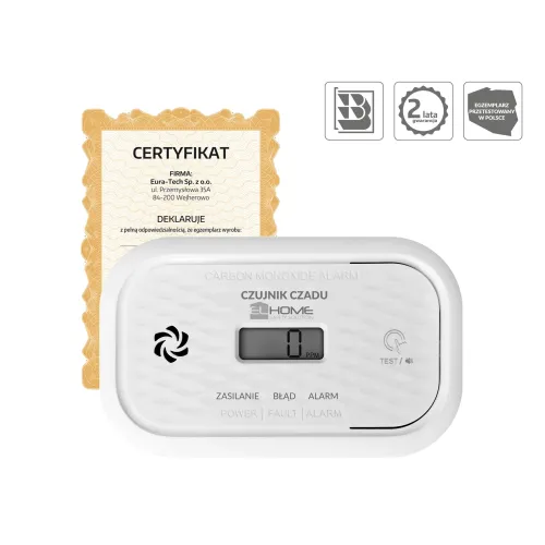 Czujnik czadu EL HOME CD-18A2v2300/B - certyfikat CNBOP-PiB, wyrób budowlany, DC 3V (2x LR6), LCD