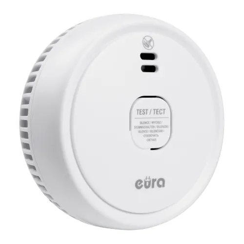 Czujnik dymu EURA SD-08A2 - bateryjny 9V DC, czujnik fotooptyczny, żywotność sensora 10 lat, 5 lat gwarancji