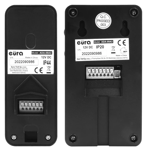 Deurintercom EURA ADP-09A3 - zwart, luidspreker, ondersteuning voor 2 ingangen