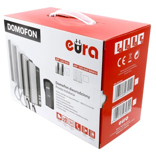 Deurintercom EURA ADP-32A3 "DUO" 2-familie grafiet-zilver kleine buitenbehuizing, INTERCOM