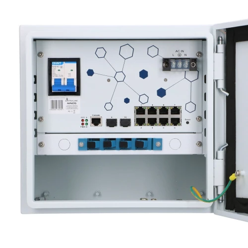 Extralink Minos | Externe PoE-switch | 8x RJ45 1000Mb/s PoE, 2x SFP, 200W, L2, actieve koeling
