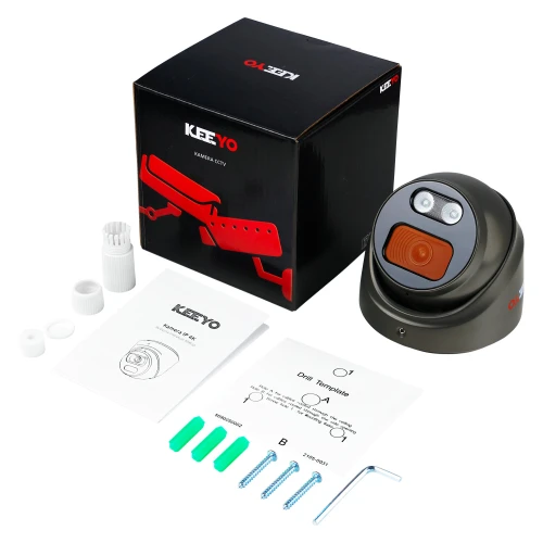 IP domecamera KEEYO LV-V-IP8M25DF-DL-G 8Mpx, hybride IR/LED verlichting