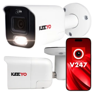 IP-buiskamera KEEYO LV-V-IP5M25TF-ADC 5Mpx, actieve afschrikking, hybride IR/LED-verlichting