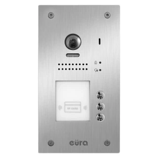 Externe intercom cassette EURA VDA-91A5 "2EASY" voor 3 appartementen, inbouw, met nabijheidskaartfunctie