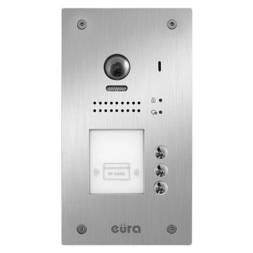 Externe intercom cassette EURA VDA-91A5 "2EASY" voor 3 appartementen, inbouw, met nabijheidskaartfunctie