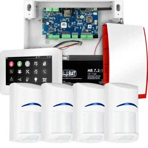 Compleet alarmsysteem NEOLTE-IP, 4x sensor BOSCH, TPR-4WS-P, GSM WiFi