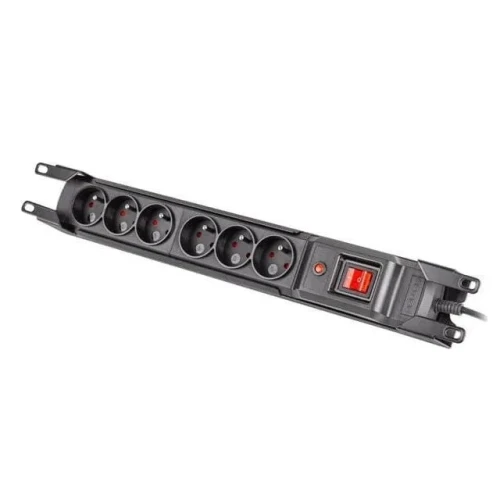 Armac M6 Rack 19" overspanningsbeveiliging stekkerdoos, 6 stopcontacten, 3m kabel, zwart