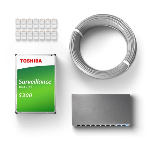 DAHUA WizSense TiOC IP-monitoringset 6x camera IPC-HFW3849T1-AS-PV-0280B-S3, Recorder NVR2108-S3
