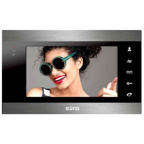 Monitor Eura VDA-01C5 zwart LCD 7'' AHD beeldgeheugen