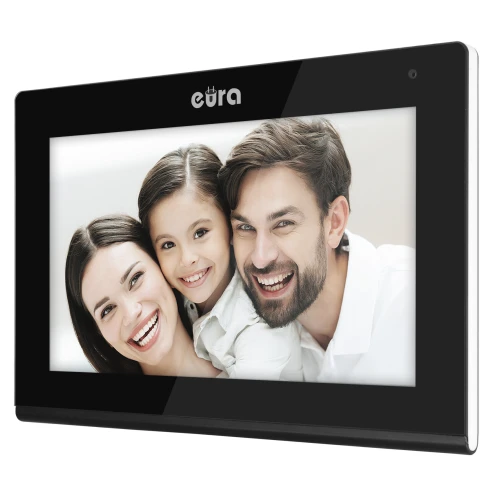 Monitor EURA VDA-08C5 - zwart, touchscreen, LCD 7'', FHD, WiFi, beeldgeheugen, SD 128GB