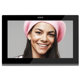 Monitor EURA VDA-09C5 - zwart, touchscreen, LCD 7'', FHD, beeldgeheugen, SD 128GB, uitbreidbaar tot 6 monitoren