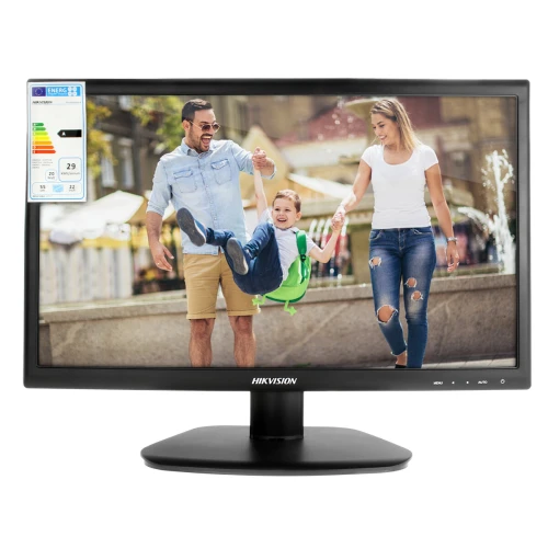 Monitor LED Hikvision DS-D5022QE-B z czarną ramką i logo producenta na dolnej krawędzi.