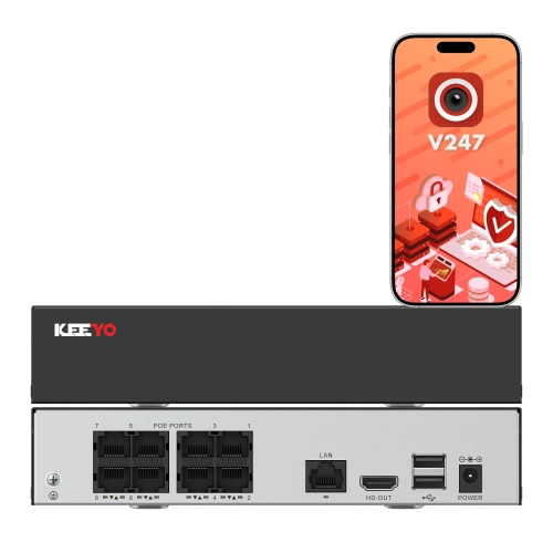 IP-netwerkrecorder KEEYO LV-V-NVR-9CH-8P-E 9-kanaals 8x PoE