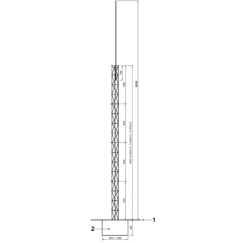 Rastvormige - buisvormige mast MKR-8.5/CT