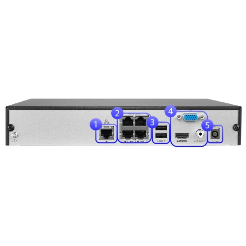 Netwerkrecorder 4-kanaals BCS-B-NVR0401-4P(2.0) tot 8MPx ingebouwde POE-switch