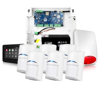 Alarm systeem Ropam NeoGSM-IP met 6 Bosch bewegingssensoren, TPR-4BS paneel en SPL-5010 signaalgever