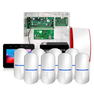 Satel Integra 32 INT-TSG2-B Alarmset met 8x Slim-Pir Sensor GSM-melding