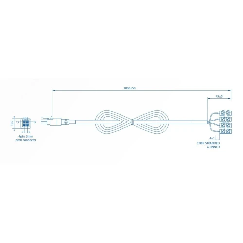 Teltonika stroomkabel | Voedingskabel | met 4-weg schroefklem, PR2FK20M