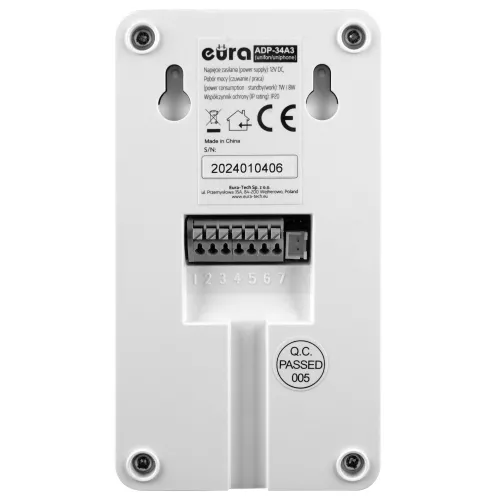 Unifon EURA ADA-34A3 - wit, handsfree, bediening van 2 ingangen, voor uitbreiding van de intercom ADP-34A3, A33A234