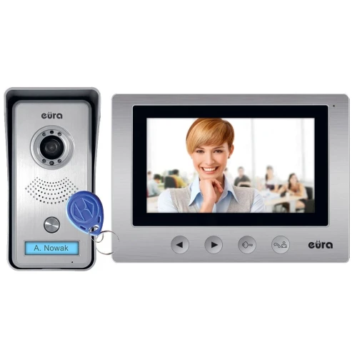 Videodeurbel EURA VDP-33A3 LUNA scherm 7, ondersteuning voor 2 ingangen, beeldgeheugen, proximity sleutellezer