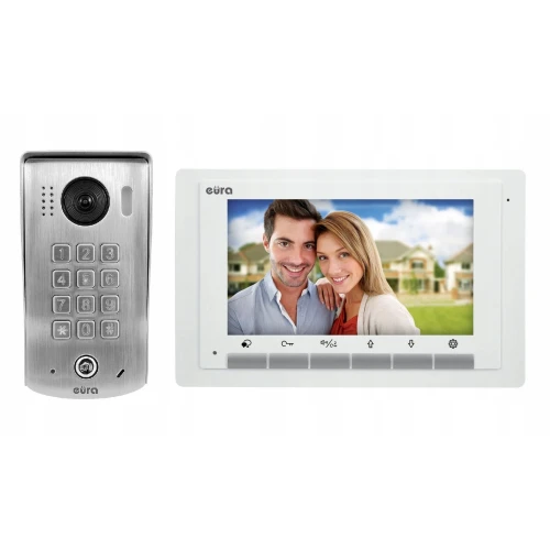 Videodeurbel EURA VDP-60A5/N WHITE 2EASY - eengezins, LCD 7'', wit, mechanische codering, opbouw