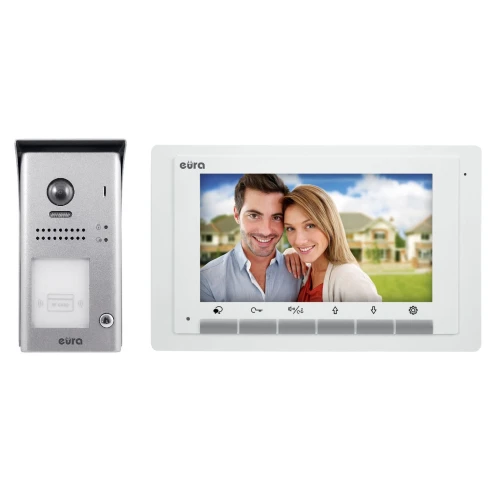 Videodeurbel EURA VDP-61A5/N WHITE 2EASY - eengezins, LCD 7'', wit, RFID, opbouw