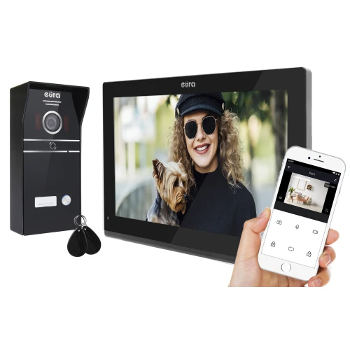 Videodeurbel EURA VDP-98C5 - zwart, touchscreen, LCD 10'', AHD, WiFi, beeldgeheugen, SD 128GB