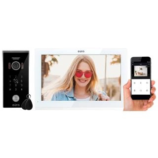 Videodeurbel EURA VDP-99C5 - wit, touchscreen LCD 10'', AHD, WiFi, beeldgeheugen, camera 1080p, RFID, versleutelaar, opbouw