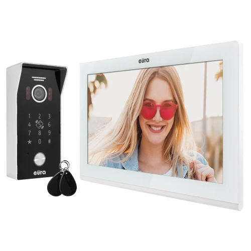 Videodeurbel EURA VDP-99C5 - wit, touchscreen LCD 10'', AHD, WiFi, beeldgeheugen, camera 1080p, RFID, versleutelaar, opbouw