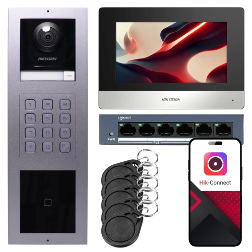 IP video-intercom Hikvision 1x monitor DS-KH6320-WTE1, inbouw, paneel, toetsenbord, lezer