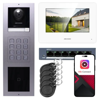 IP video-intercom Hikvision 1x monitor DS-KH6320-WTE1-W, inbouw, paneel, toetsenbord, lezer