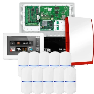 SATEL INTEGRA 32 alarmsysteemset, 10x detector, sirene, witte bedieningspaneel INT-TSI-W, LTE-communicatie