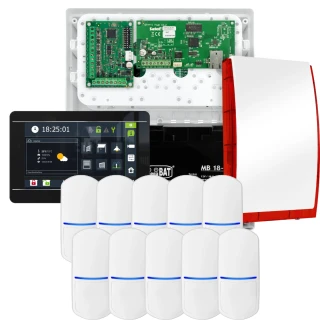 SATEL INTEGRA 32 alarmsysteemset, 10x detector, sirene, zwarte bedieningspaneel INT-TSI-B