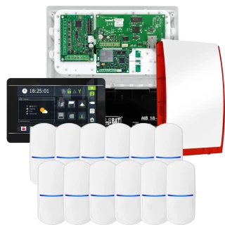 SATEL INTEGRA 32 alarmsysteemset, 12x detector, sirene, zwarte bedieningspaneel INT-TSI-B, LTE-communicatie