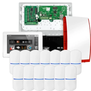 SATEL INTEGRA 32 alarmsysteemset, 13x PET-sensor, sirene, witte bedieningspaneel INT-TSI-W
