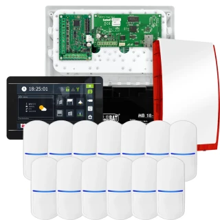 SATEL INTEGRA 32 alarmsysteemset, 13x PET-detector, sirene, zwarte bedieningspaneel INT-TSI-B
