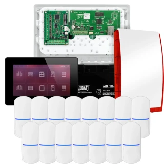 SATEL INTEGRA 32 alarmsysteemset, 15x detector, sirene, zwarte bedieningspaneel INT-TSH2-B