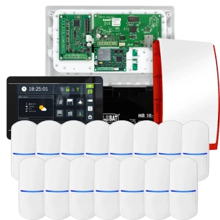 SATEL INTEGRA 32 alarmsysteemset, 15x detector, sirene, zwarte bedieningspaneel INT-TSI-B, LTE-communicatie