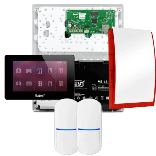 SATEL INTEGRA 32 alarmsysteemset, 2x PET-detector, sirene, zwarte bedieningspaneel INT-TSH2-B