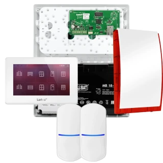 SATEL INTEGRA 32 alarmsysteemset, 2x PET detector, sirene, witte bedieningspaneel INT-TSH2-W