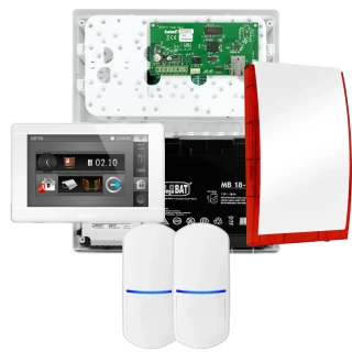 SATEL INTEGRA 32 alarmsysteemset, 2x detector, sirene, witte bedieningspaneel INT-TSI-W