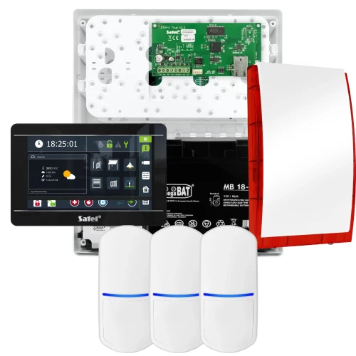 SATEL INTEGRA 32 alarmsysteemset, 3x detector, sirene, zwarte bedieningspaneel INT-TSI-B