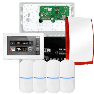 SATEL INTEGRA 32 alarmsysteemset, 4x PET-detector, sirene, witte bedieningspaneel INT-TSI-W