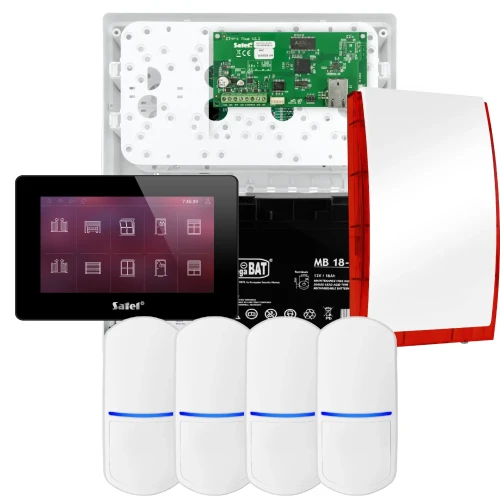 SATEL INTEGRA 32 alarmsysteemset, 4x detector, sirene, zwarte bedieningspaneel INT-TSH2-B