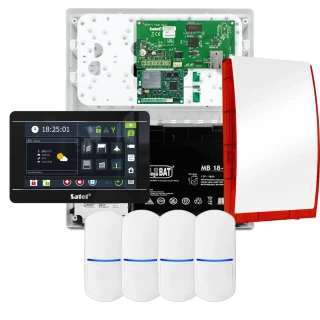 SATEL INTEGRA 32 alarmsysteemset, 4x detector, sirene, zwarte bedieningspaneel INT-TSI-B, LTE-communicatie