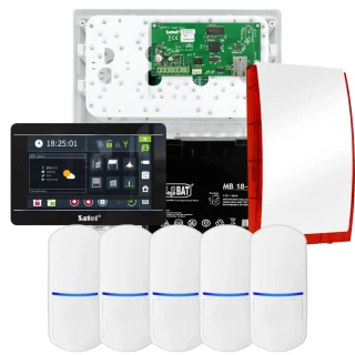 SATEL INTEGRA 32 alarmsysteemset, 5x PET detector, sirene, zwarte bedieningspaneel INT-TSI-B