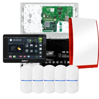 SATEL INTEGRA 32 alarmsysteemset, 5x detector, sirene, zwarte bedieningspaneel INT-TSI-B, LTE-communicatie